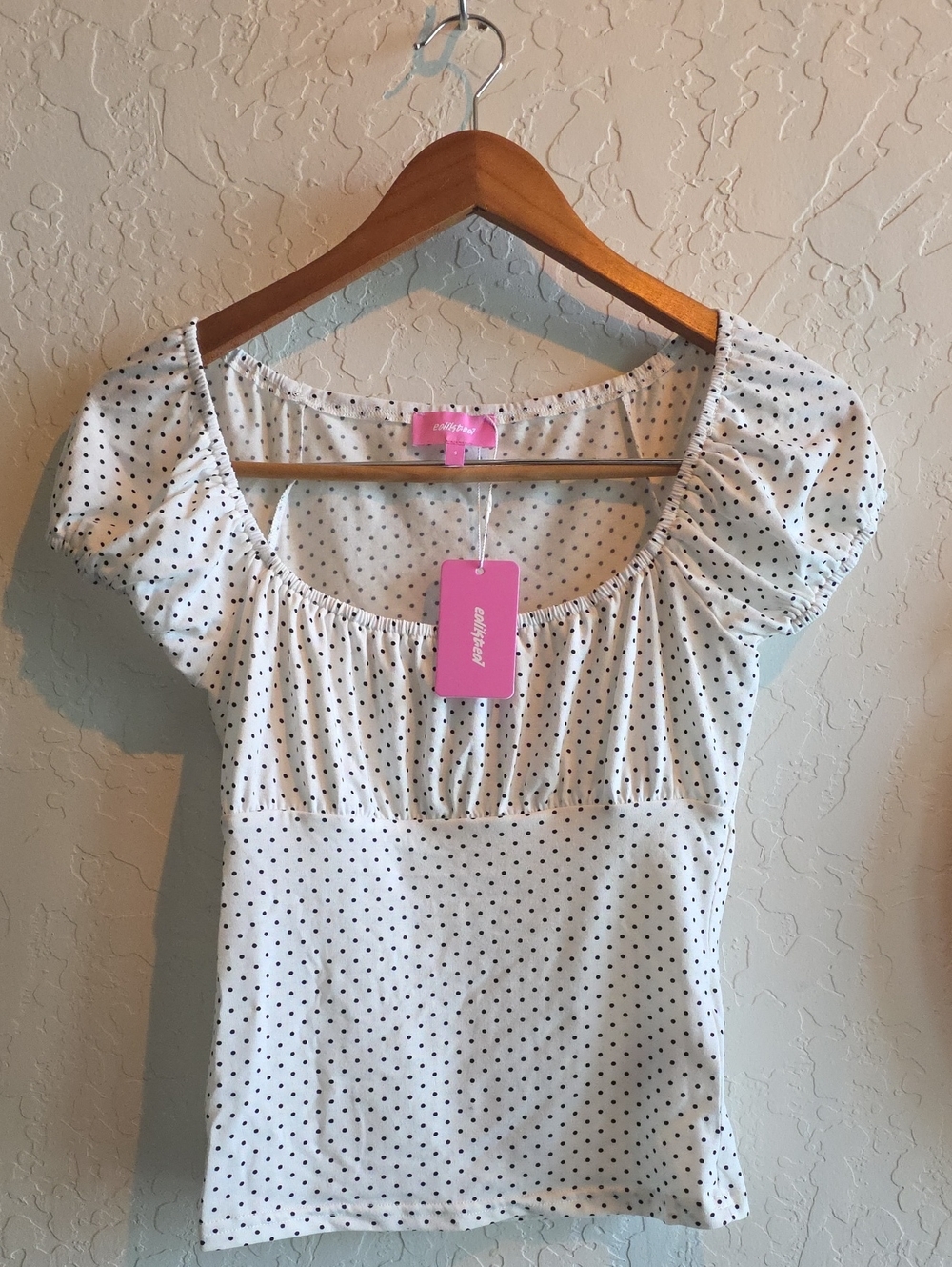 Edikted White Polka Dot Short Sleeve Tee